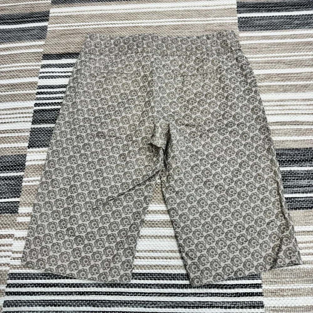 Anthropologie Idra Linen‎ Walking Shorts Women's 8 Beige Floral Vacation Summer